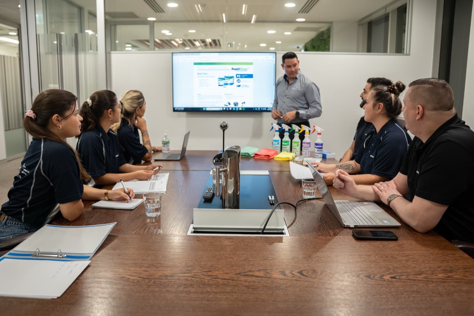 Infoclean team preparing for commercial cleaning work